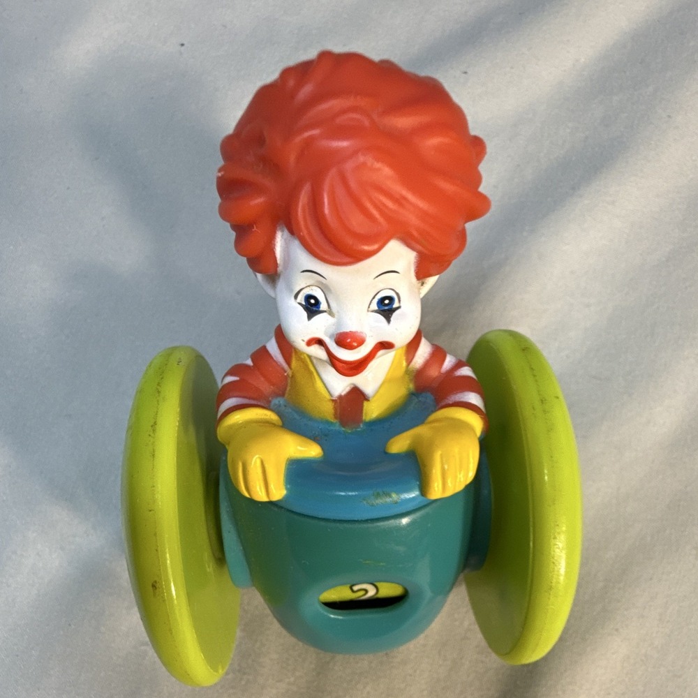 McDonald's Ronald McDonald Toy Figure 2006 w/ Wheels Blue Green Red Yellow - Picture 7 of 8